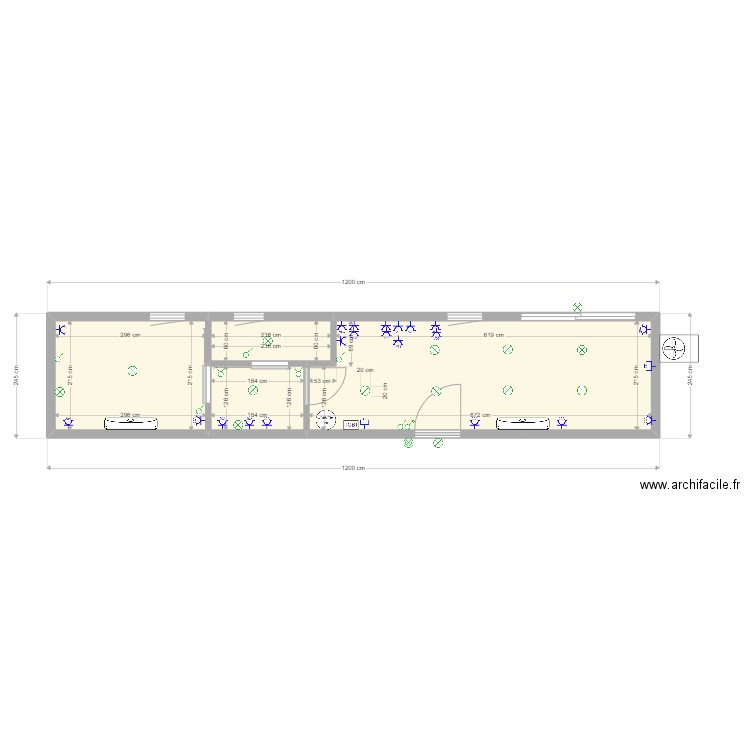 plan éléctrique. Plan de 4 pièces et 25 m2