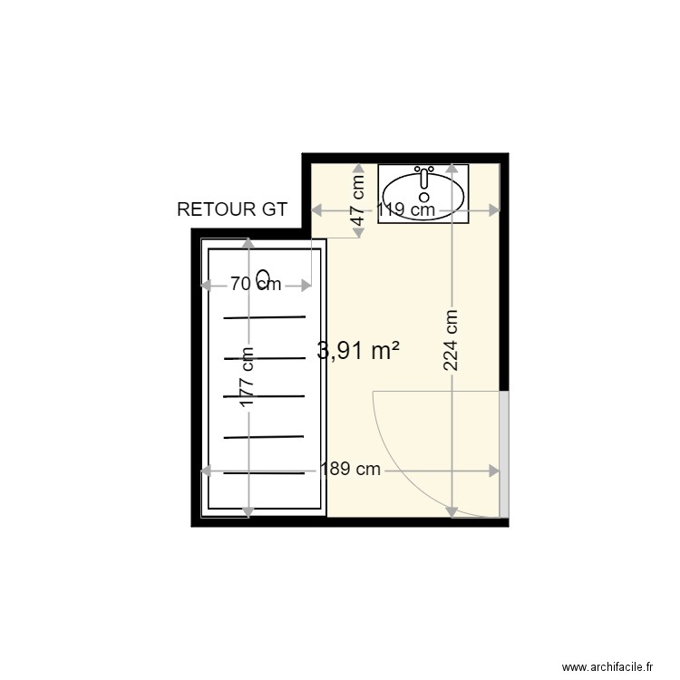 WILLEMOT NADINE - Plan 1 pièce 4 m2 dessiné par harmo59000