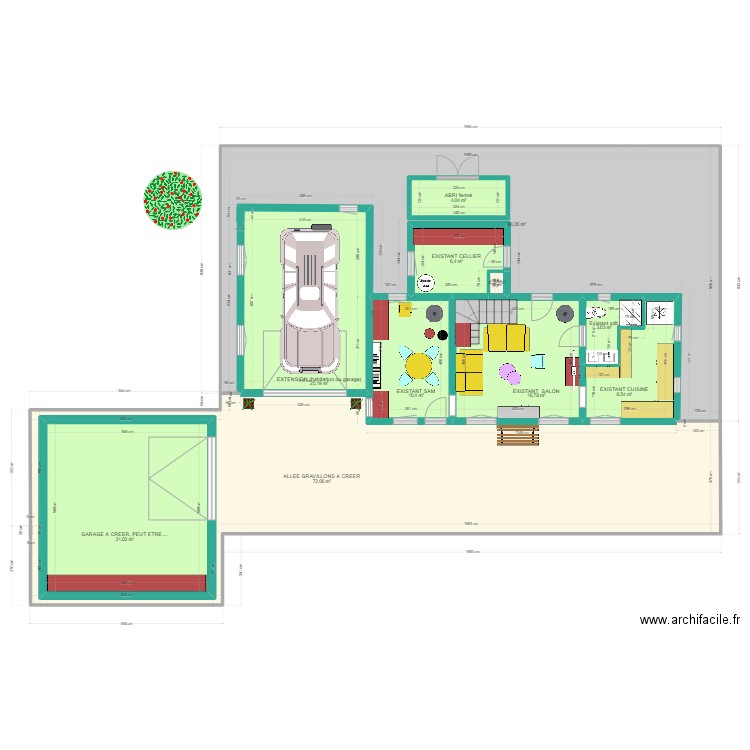 plan mini actuel revisite. Plan de 11 pièces et 284 m2