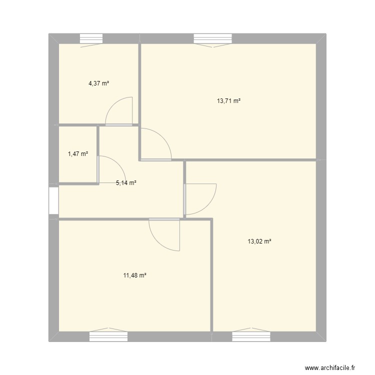 Étage 1. Plan de 6 pièces et 49 m2