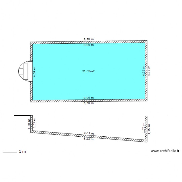 Plan en coupe piscine. Plan de 0 pièce et 0 m2