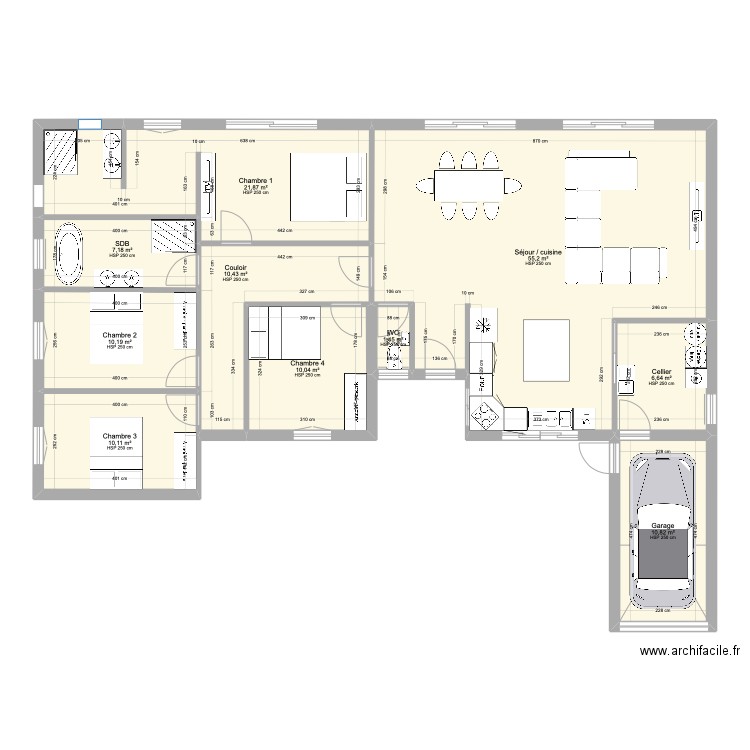 Maison 3. Plan de 10 pièces et 144 m2
