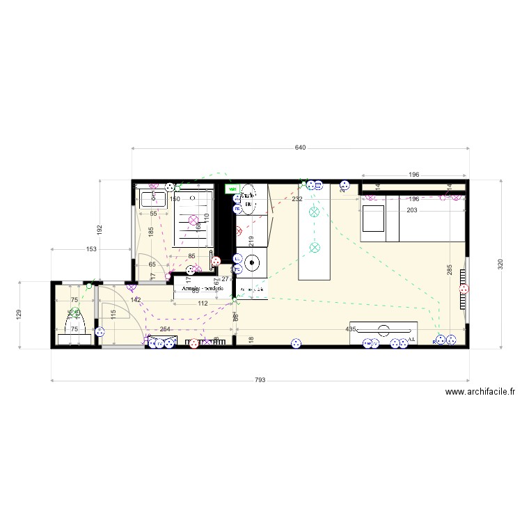 Fleury. Plan de 5 pièces et 20 m2