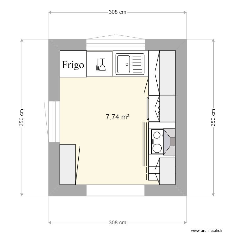 cuisine 010322. Plan de 1 pièce et 8 m2