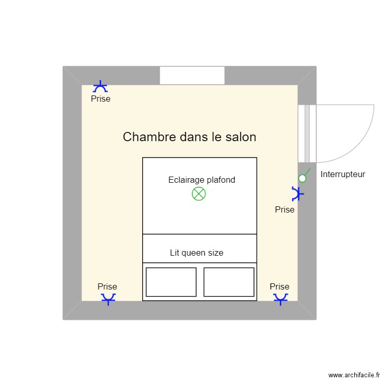 Chambre 1 appartement 418. Plan de 1 pièce et 9 m2