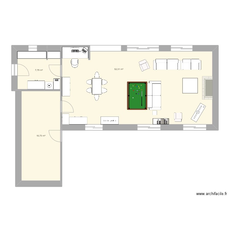 Maison de bergerac. Plan de 3 pièces et 77 m2