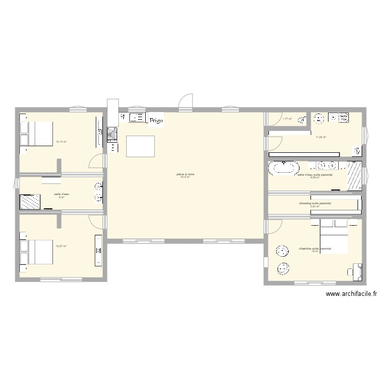 future projet maison. Plan de 9 pièces et 153 m2