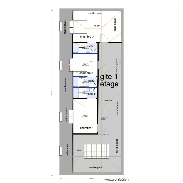 GITE 1 etage . Plan de 