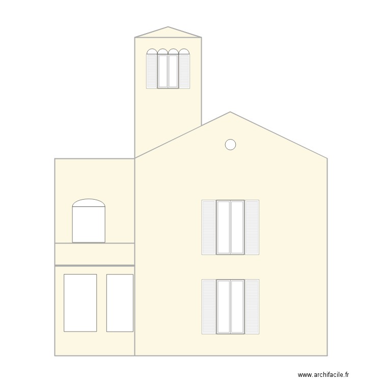 PLAN DE FACADE SUD projeté . Plan de 0 pièce et 0 m2