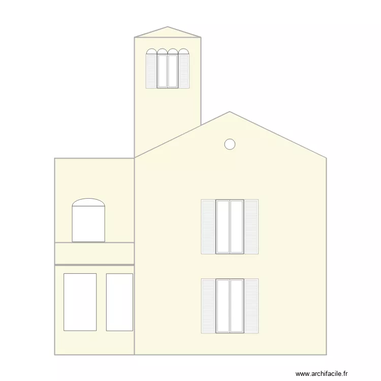 PLAN DE FACADE SUD projet&eacute; . Plan de 