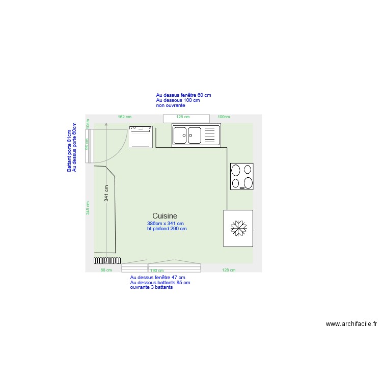 Cuisine dimensions 09 19. Plan de 0 pièce et 0 m2