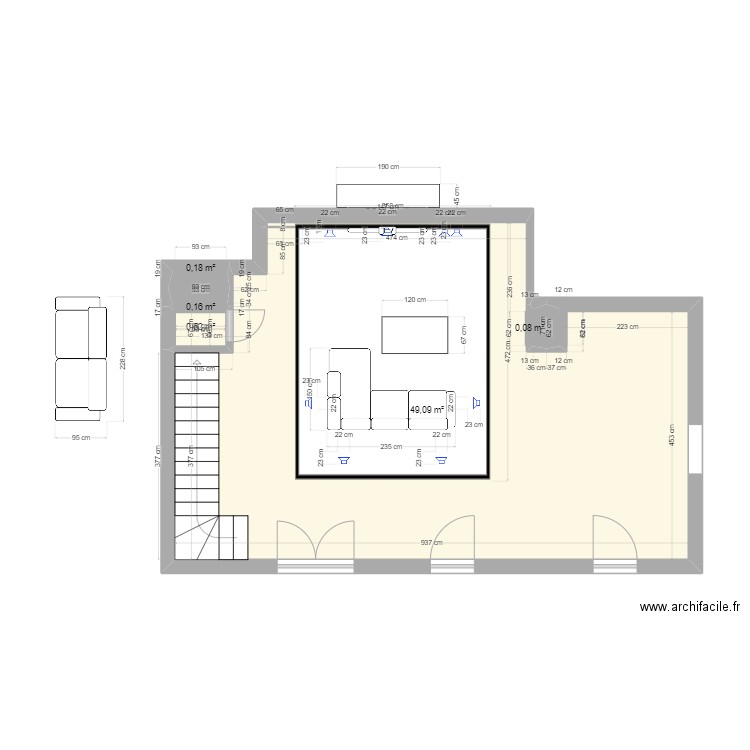 Étage . Plan de 5 pièces et 50 m2