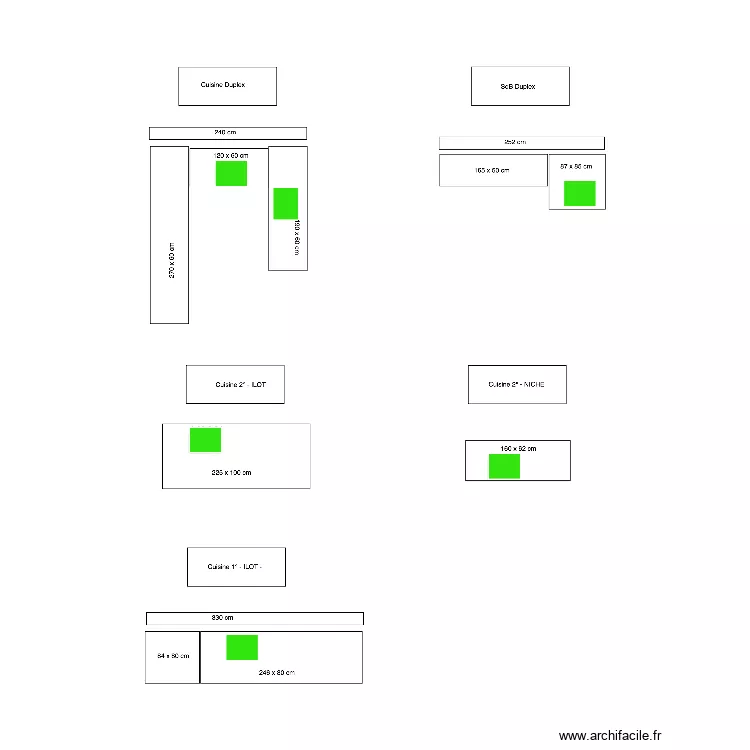Plans d&eacute;coupe Cuisines et SdB MarieJos&eacute;. Plan de 0 pièce et 0 m2