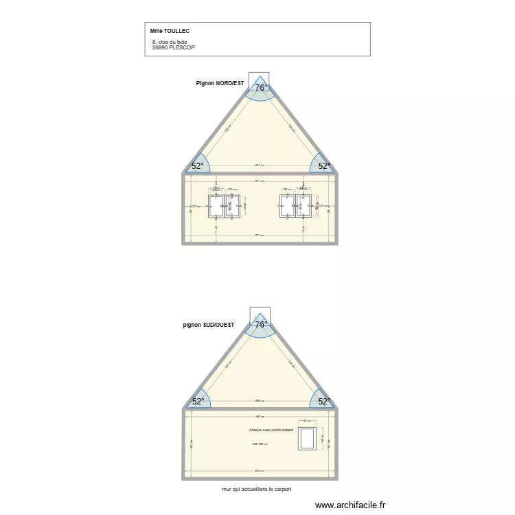 Pignons. Plan de Pignons. Plan de