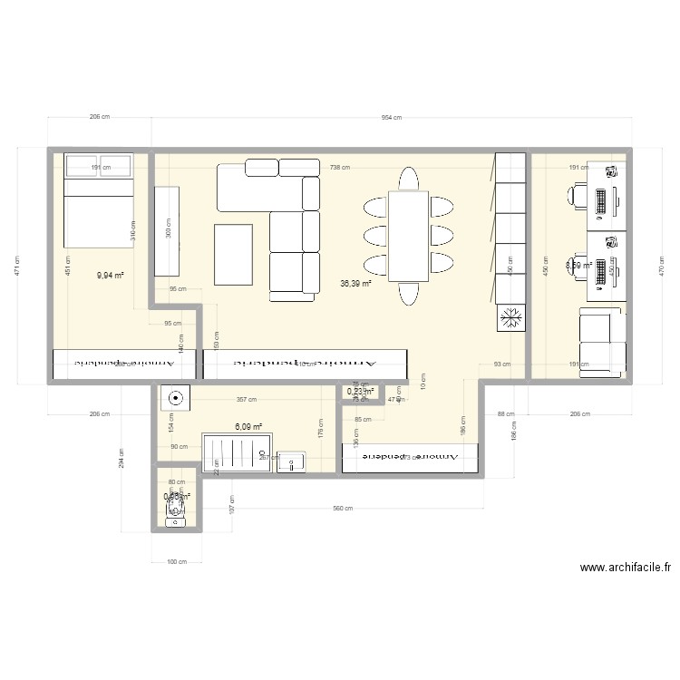 Maison 4 ?. Plan de 6 pièces et 62 m2