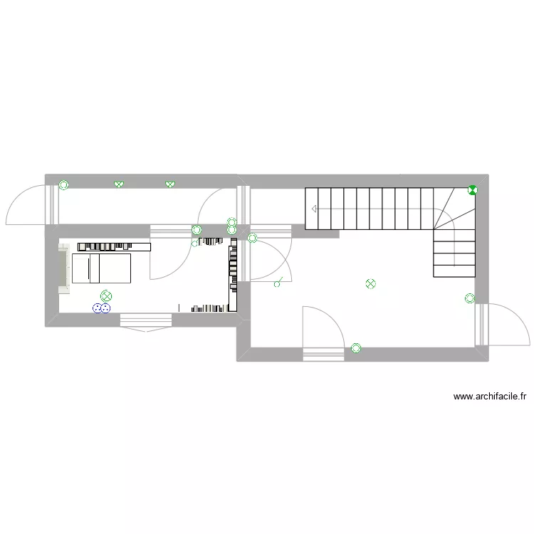 HALL+COULOIR+PETITE CHAMBRE ETAGE. Plan de 
