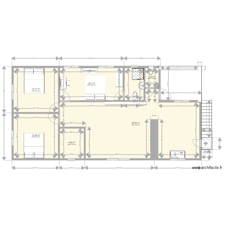 DOMINIQUE 1. Plan de 7 pièces et 90 m2