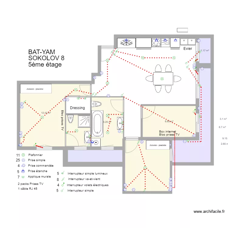 BATYAM Electricit&eacute; V2. Plan de 