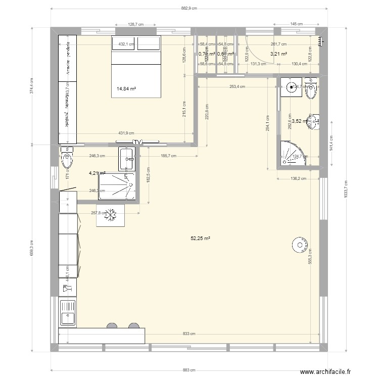 230104 CHALET AMÉNAGEMENT. Plan de 7 pièces et 79 m2