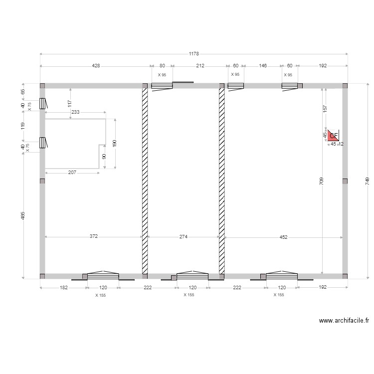 GOUMET ELEVATION ETAGE. Plan de 4 pièces et 78 m2