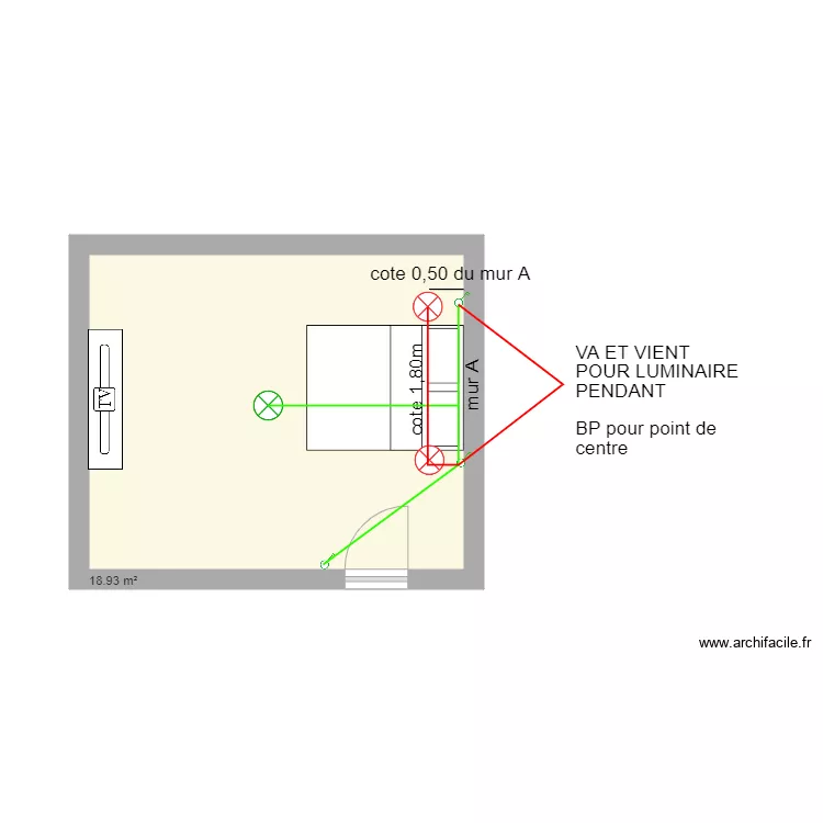 TETE DE LIT PONTICCHIO. Plan de 