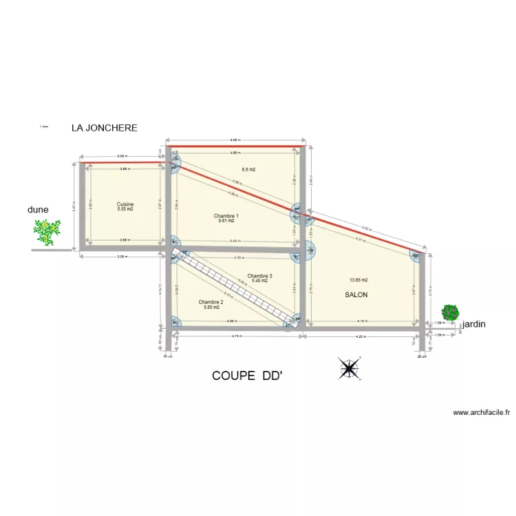 LA JONCHERE COUPE DD. Plan de 