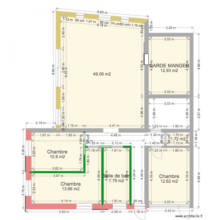 MAISON et EXTENSION avec chambres3. Plan de 0 pièce et 0 m2
