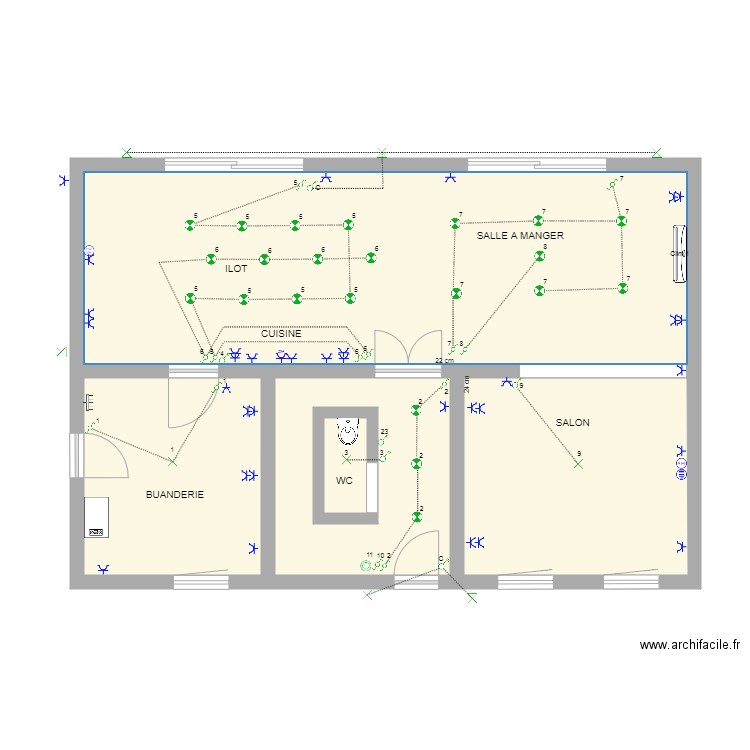 rez de chaussée cablé. Plan de 0 pièce et 0 m2