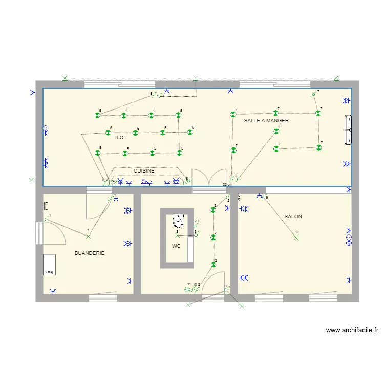 rez de chauss&eacute;e cabl&eacute;. Plan de 