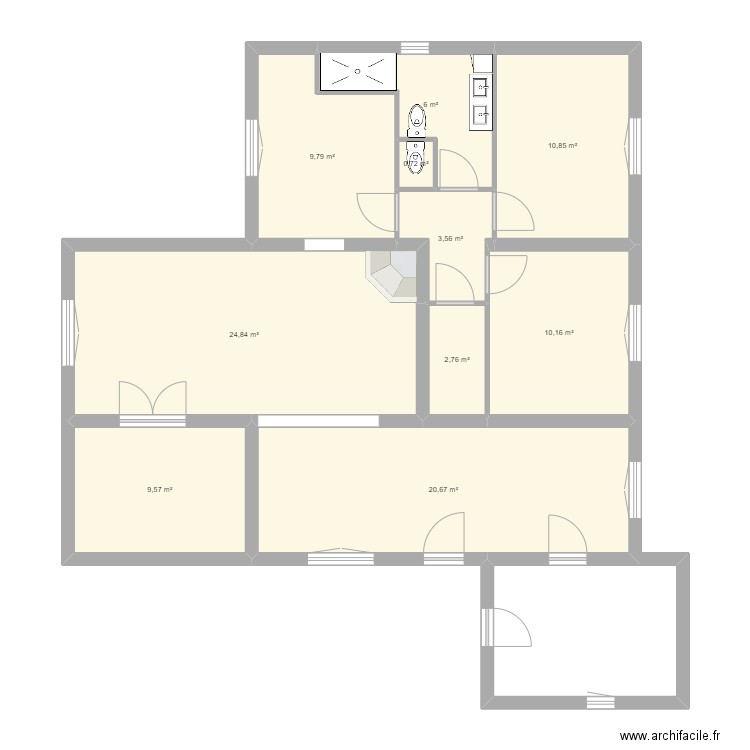 Maison. Plan de 10 pièces et 99 m2