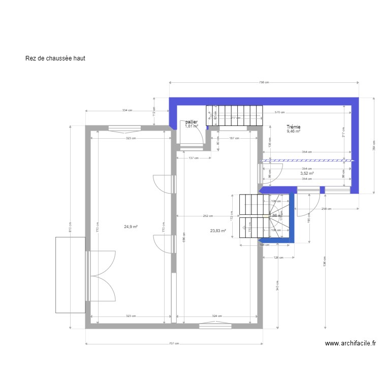 AJ RDCH curé oriel est. Plan de 6 pièces et 65 m2