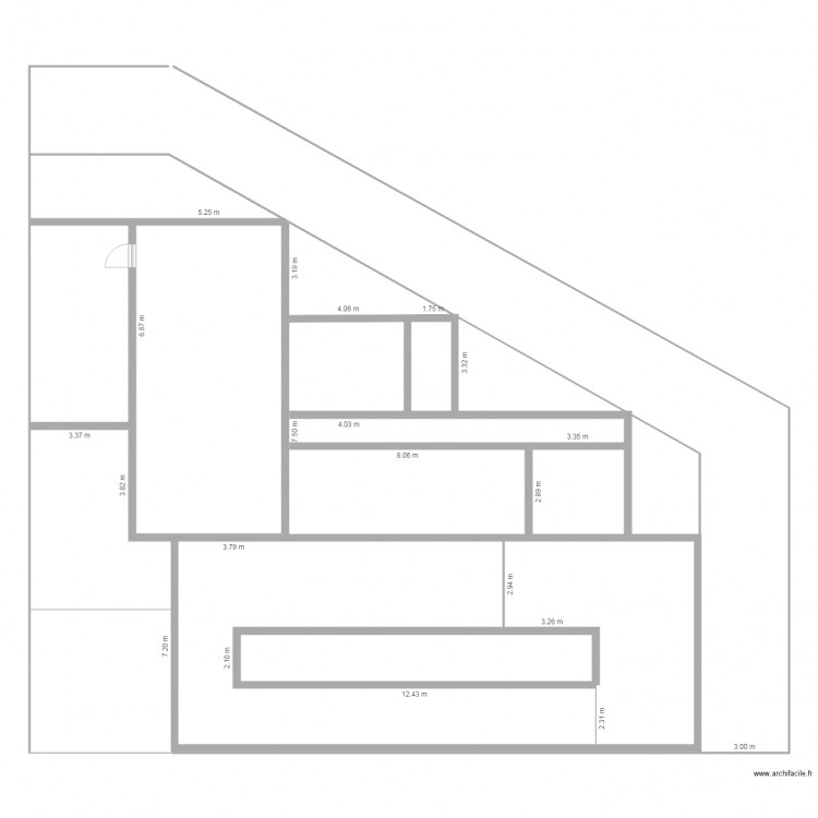 MaisonTossebis. Plan de 3 pièces et 46 m2