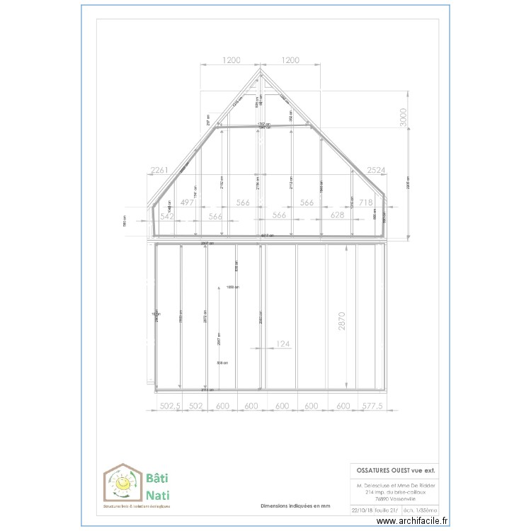 cloisons. Plan de 0 pièce et 0 m2