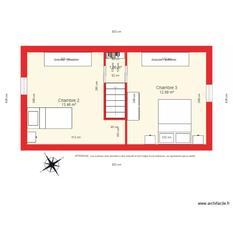 BI 2612 2&egrave;me &eacute;tage cot&eacute;. Plan de 