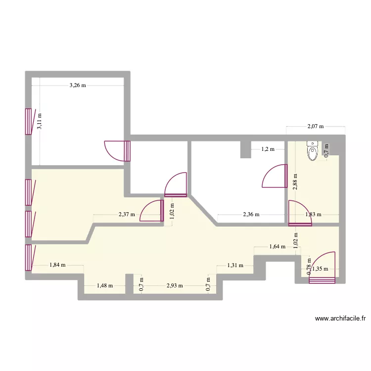 Cabinet Kiné. Plan de 3 et 34 m² Cabinet Kiné. Plan de 3 et 34 m²