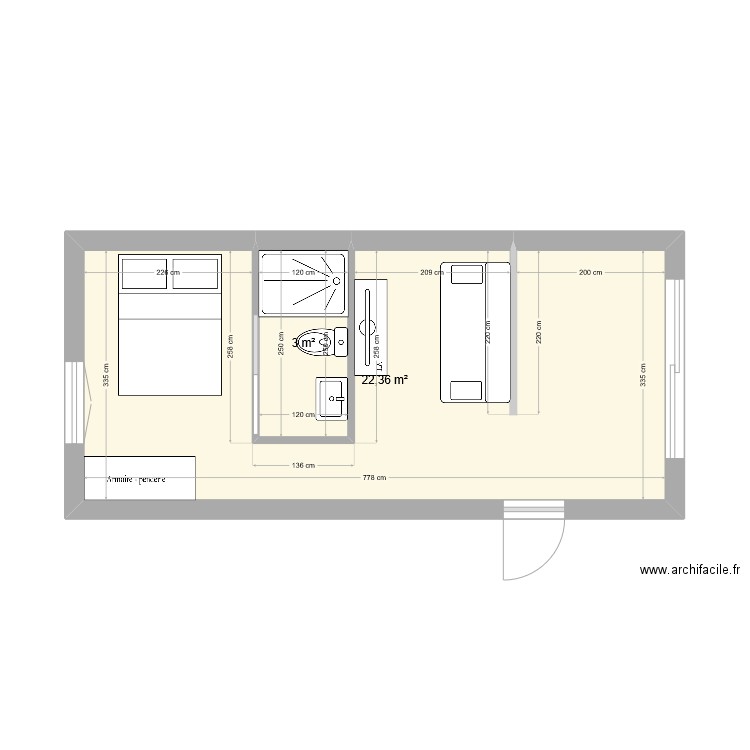 Studio. Plan de 0 pièce et 0 m2