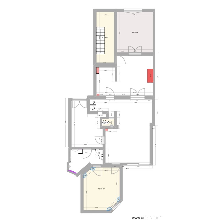 Gevaert RDC 24.09. Plan de 4 pièces et 37 m2