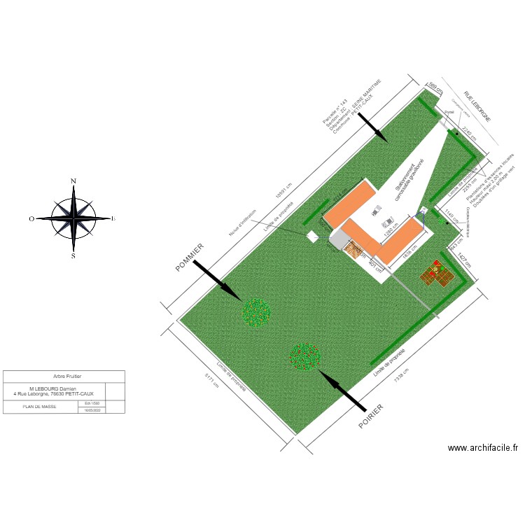 Plan de masse FUTURE ARBRE FRUITIER. Plan de 3 pièces et 130 m2