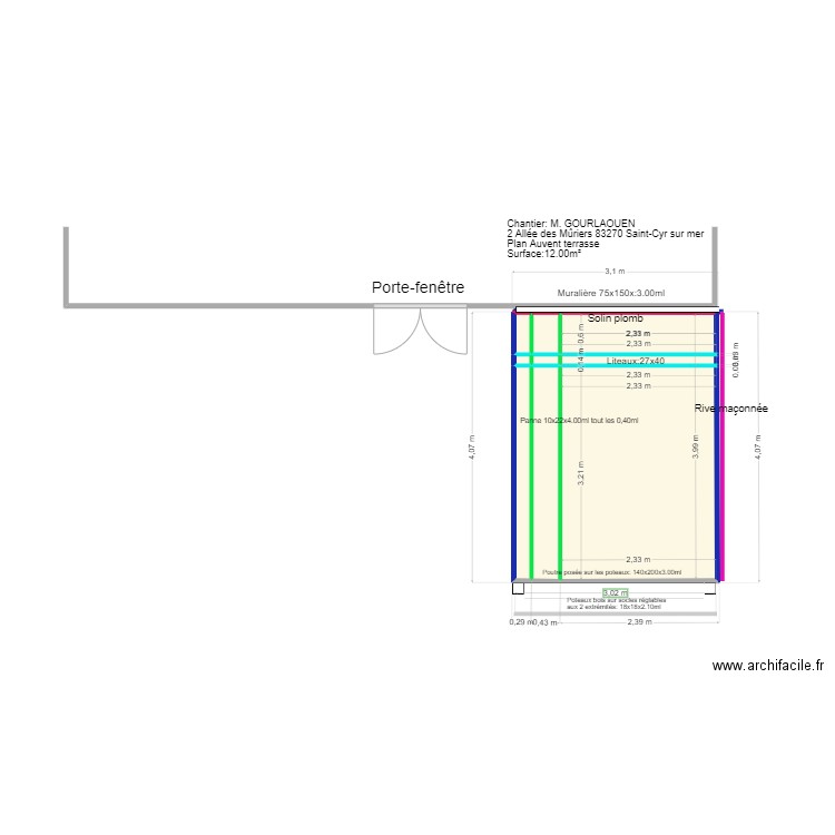 Plan GOURLAOUEN. Plan de 7 pièces et 12 m2