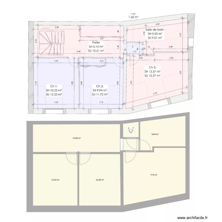 Plan &eacute;tage 1. Plan de 