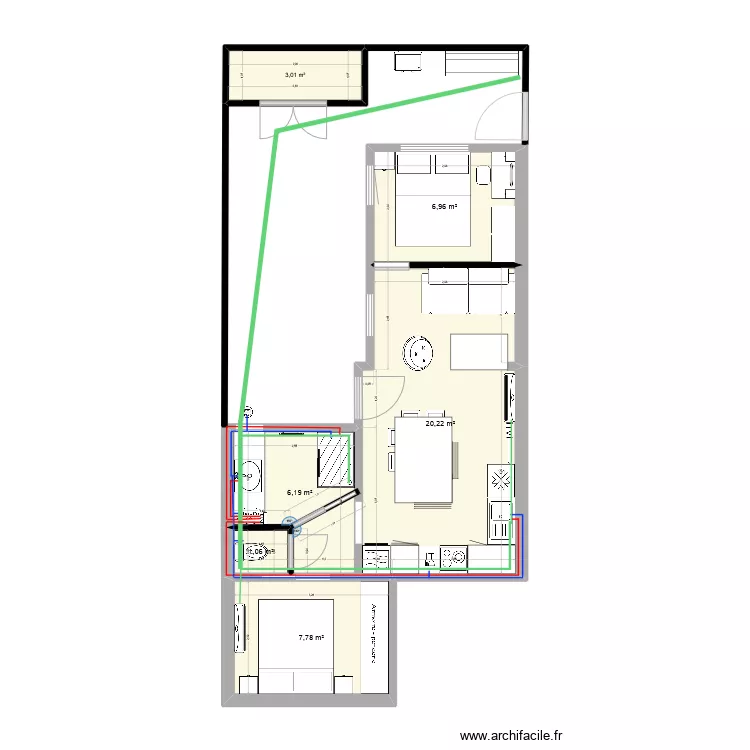 Appart Canet plomberie. Plan de 