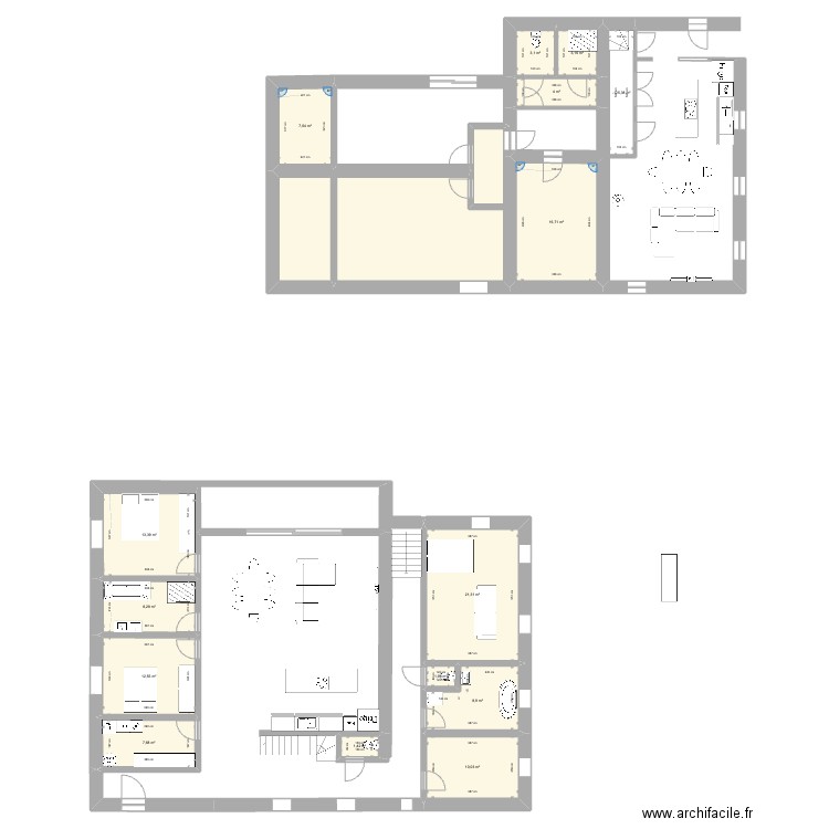 FERME PARNANS. Plan de 15 pièces et 124 m2