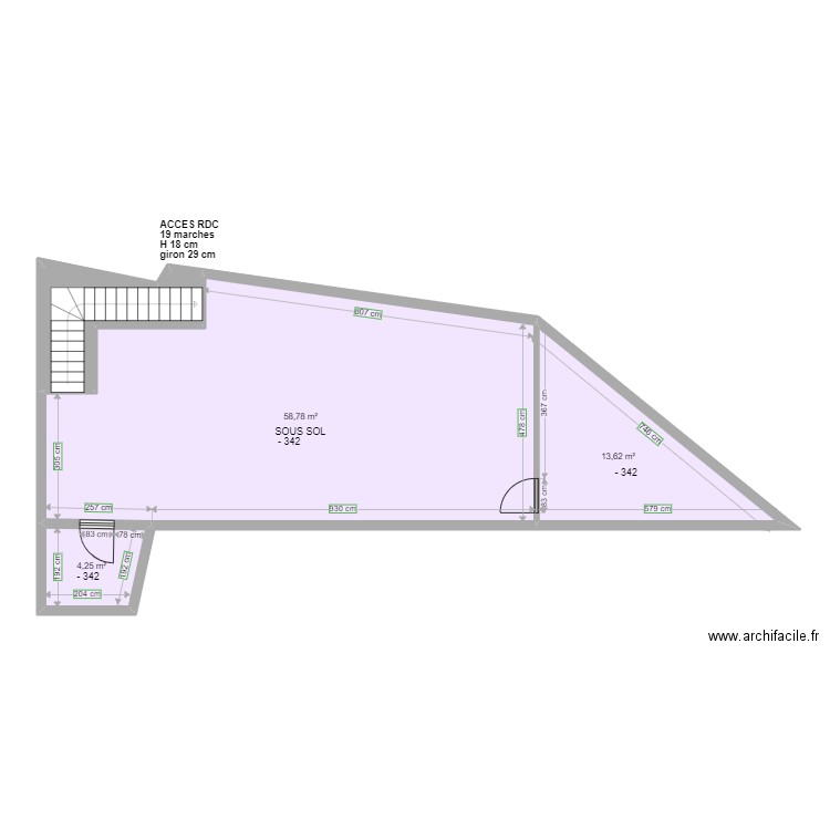 CABINET PARA MEDICAL DE CHENNEVIERES SOUS SOL AVANT TRAVAUX. Plan de 4 pièces et 83 m2