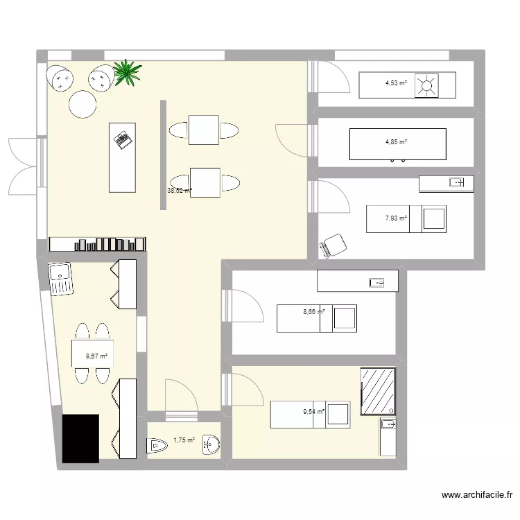 institut de beaut&eacute;. Plan de 