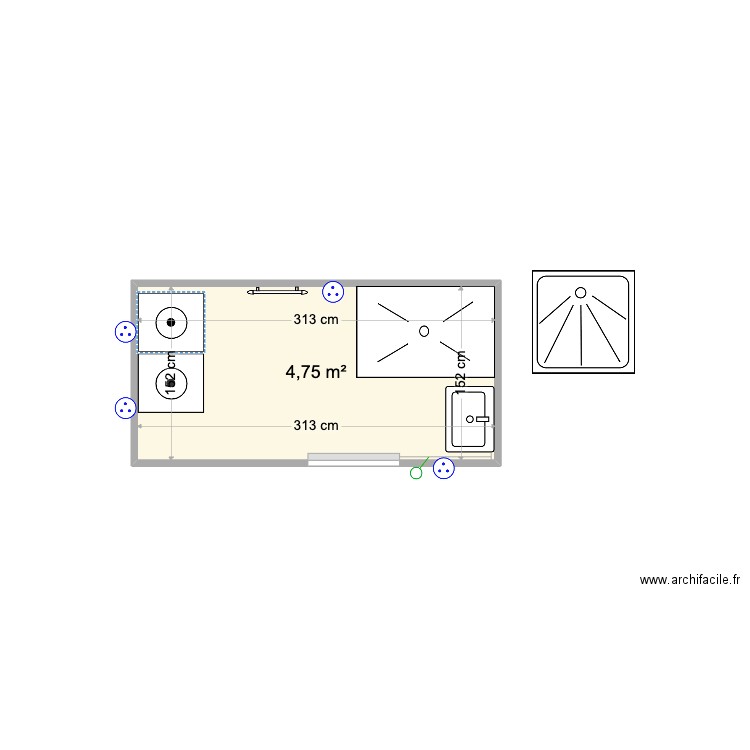 Plan SDB sous sol objectif - revu extraction seche linge. Plan de 0 pièce et 0 m2