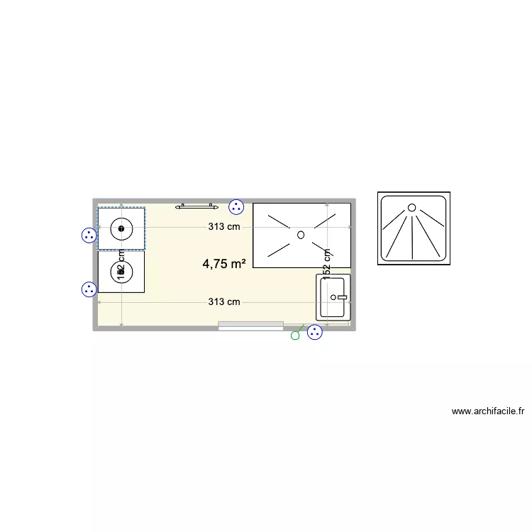 Plan SDB sous sol objectif - revu extraction seche linge. Plan de 