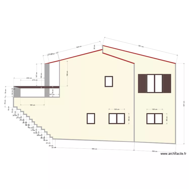 DP4 Façade sud est avant travaux. Plan de DP4 Façade sud est avant travaux. Plan de