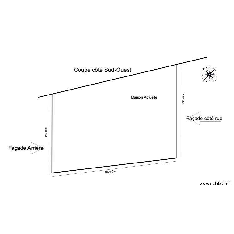 Coupe sans dépendance. Plan de 1 pièce et 84 m2