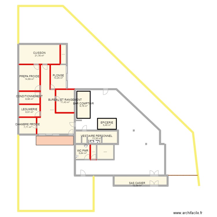 VERRIERE. Plan de 16 pièces et 175 m2