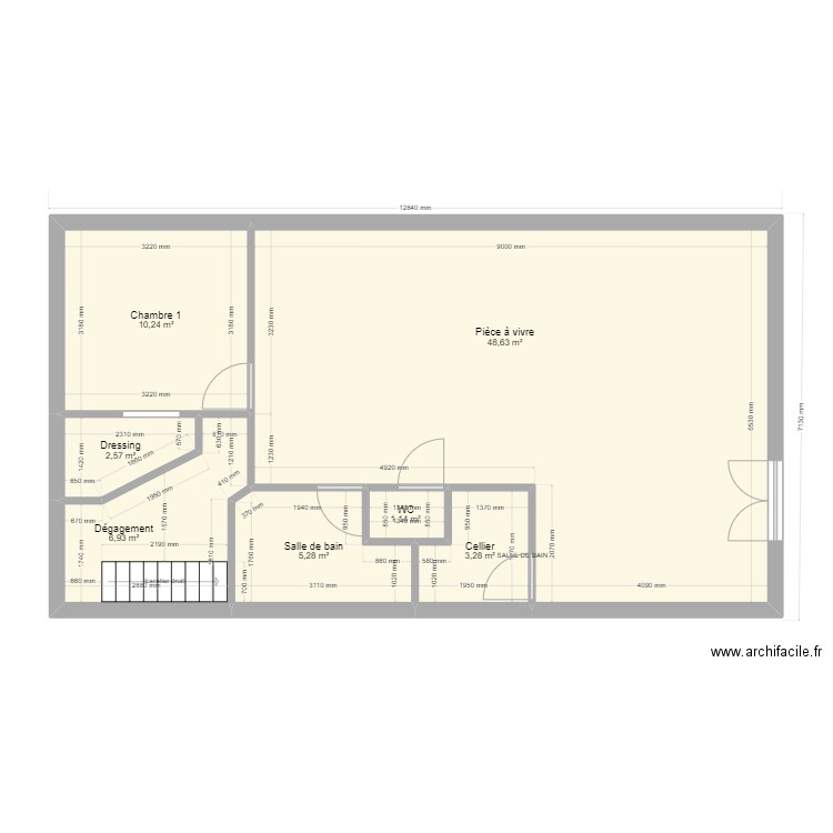 GILLES DAVID RDC. Plan de 7 pièces et 78 m2